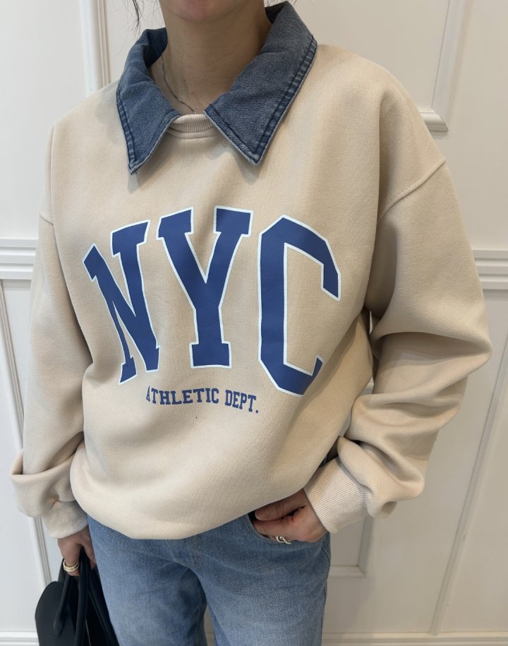 Pearls room - Korean Women Fashion - #momslook - NYC Denim Sweatshirt - 9