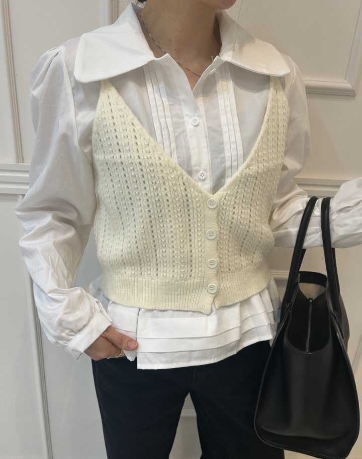 Pearls room - Korean Women Fashion - #pursuepretty - Bustier Blouse Set - 10