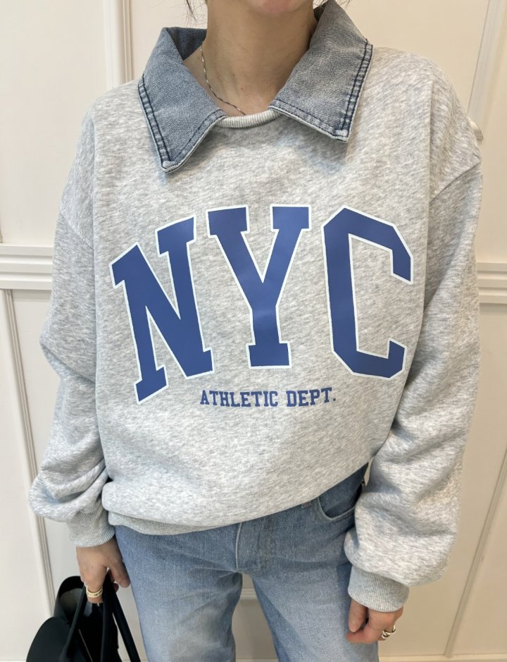 Pearls room - Korean Women Fashion - #pursuepretty - NYC Denim Sweatshirt - 3