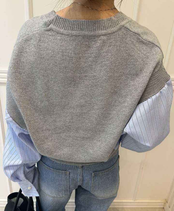 Pearls room - Korean Women Fashion - #restrostyle - Contrast Knit Cardigan - 12
