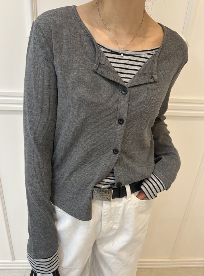 Pearls room - Korean Women Fashion - #restrostyle - Double Fryse Cardigan - 5