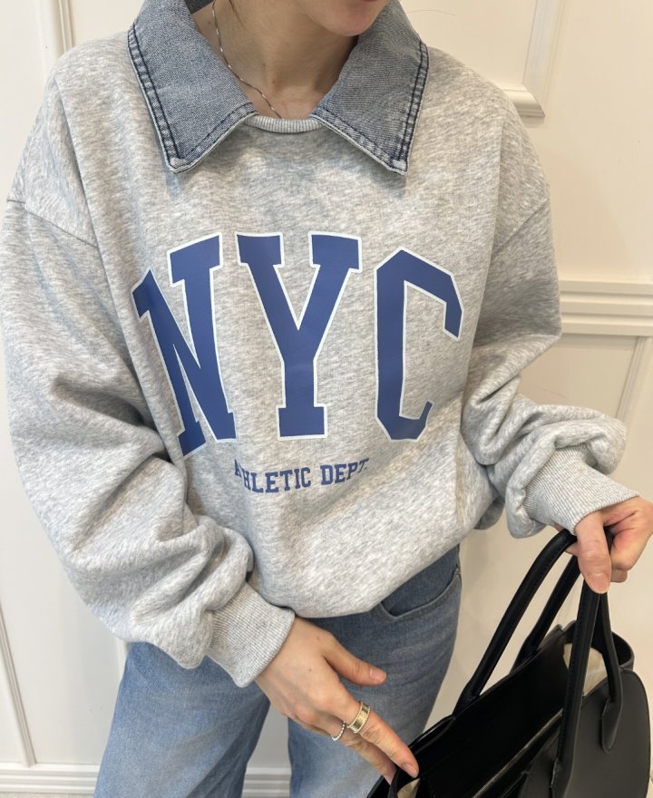 Pearls room - Korean Women Fashion - #pursuepretty - NYC Denim Sweatshirt - 4