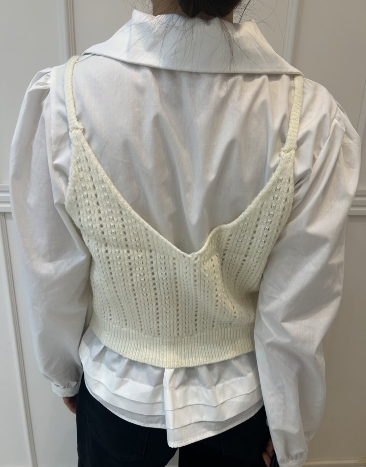 Pearls room - Korean Women Fashion - #romanticstyle - Bustier Blouse Set - 12