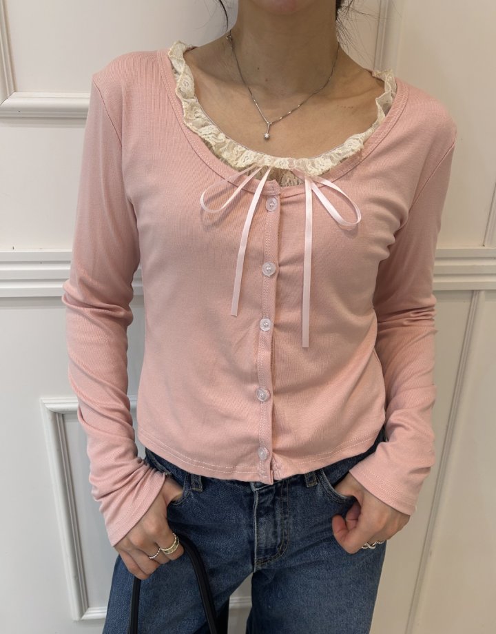 Pearls room - Korean Women Fashion - #romanticstyle - Lace Layered Tee - 11