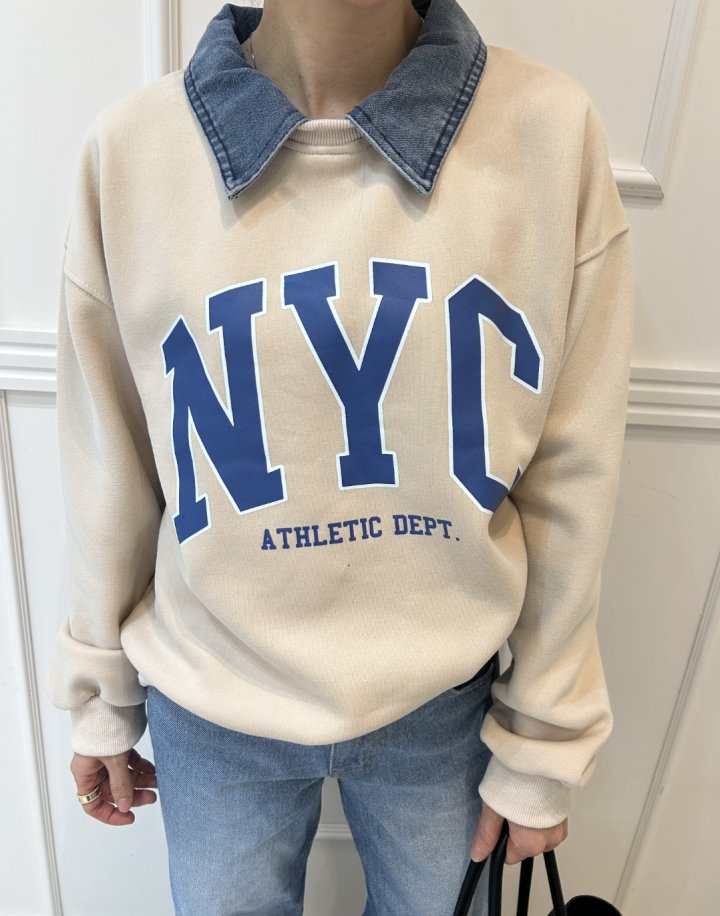 Pearls room - Korean Women Fashion - #thatsdarling - NYC Denim Sweatshirt - 7
