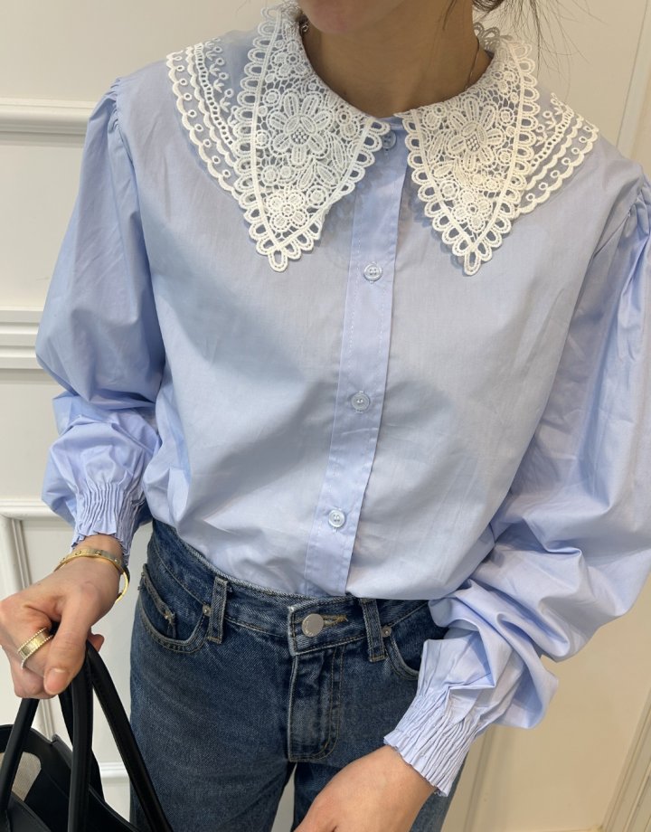 Pearls room - Korean Women Fashion - #vintageinspired - Double Lace Blouse - 5