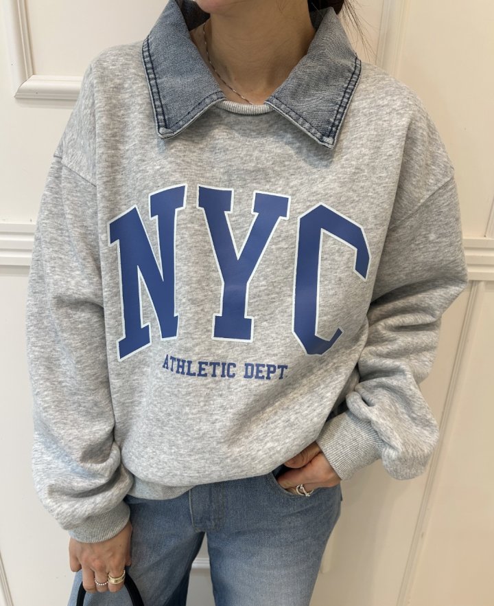 Pearls room - Korean Women Fashion - #vintageinspired - NYC Denim Sweatshirt