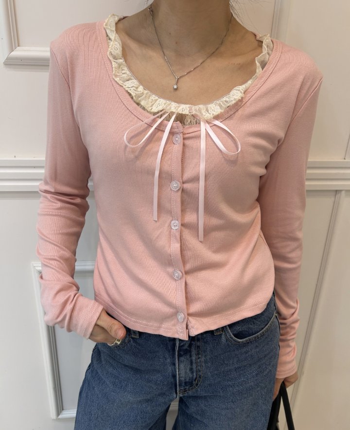 Pearls room - Korean Women Fashion - #vintagekidsstyle - Lace Layered Tee - 8