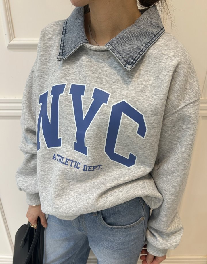 Pearls room - Korean Women Fashion - #vintagekidsstyle - NYC Denim Sweatshirt - 2