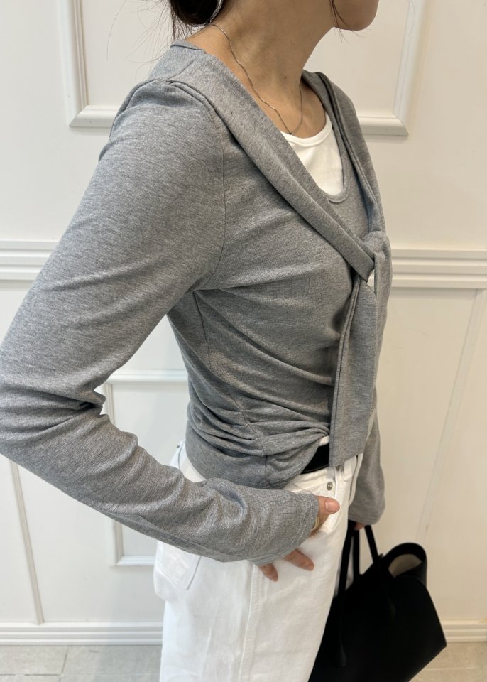 Pearls room - Korean Women Fashion - #womensfashion - Double Shawl Tee - 6