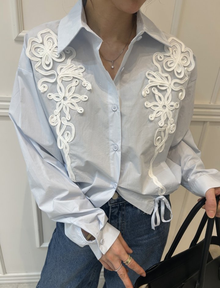 Pearls room - Korean Women Fashion - #womensfashion - Motif Blouse - 3