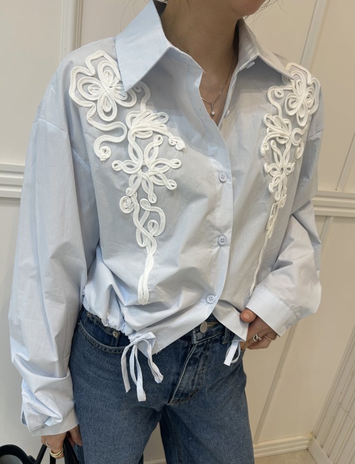 Pearls room - Korean Women Fashion - #womensfashion - Motif Blouse - 5