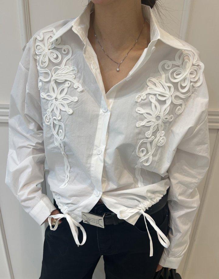 Pearls room - Korean Women Fashion - #womensfashion - Motif Blouse - 9