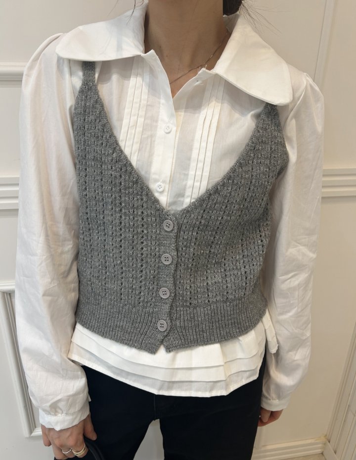 Pearls room - Korean Women Fashion - #womensfashion - Bustier Blouse Set