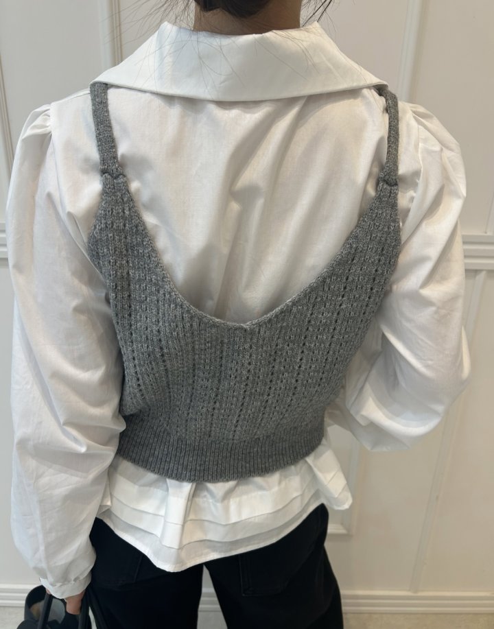Pearls room - Korean Women Fashion - #womensfashion - Bustier Blouse Set - 7