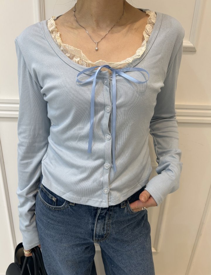 Pearls room - Korean Women Fashion - #womensfashion - Lace Layered Tee - 2