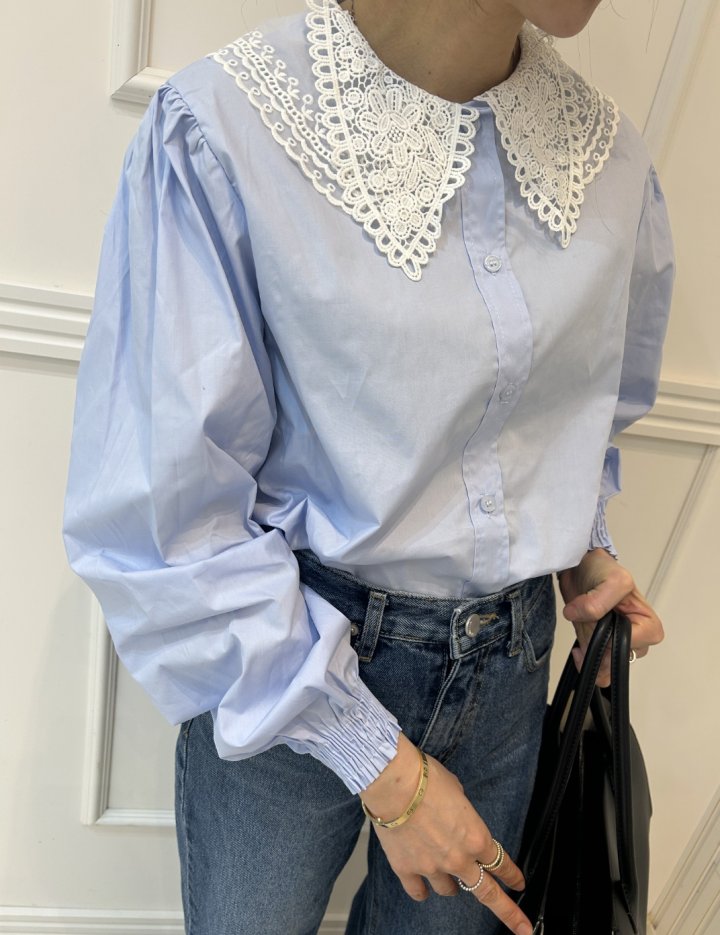 Pearls room - Korean Women Fashion - #momslook - Double Lace Blouse - 4