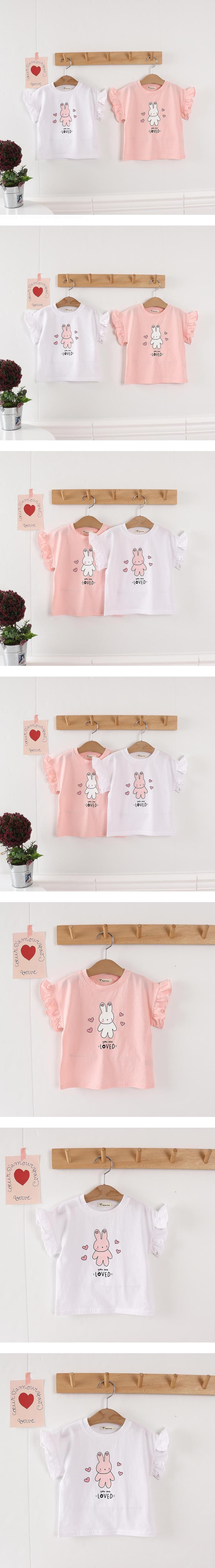 Pepper Mint - Korean Children Fashion - #Kfashion4kids - Printed Bunny Frill Tee