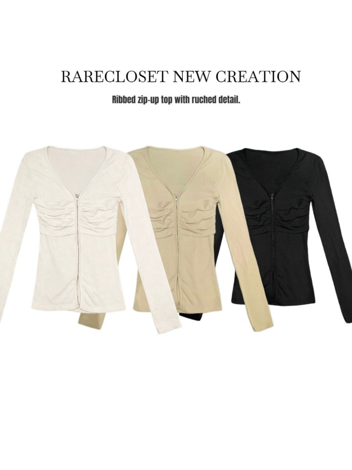 Rare Closet - Korean Women Fashion - #momslook - Bust Shirring Zip-Up - 9