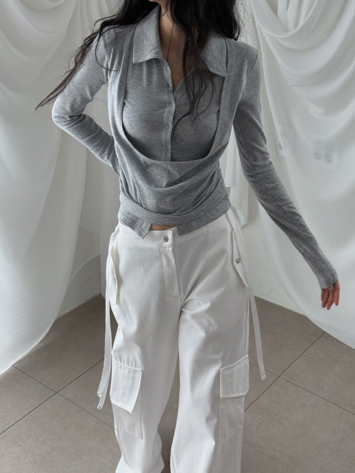 Rare Closet - Korean Women Fashion - #momslook - Double Collar Flare Tee - 11