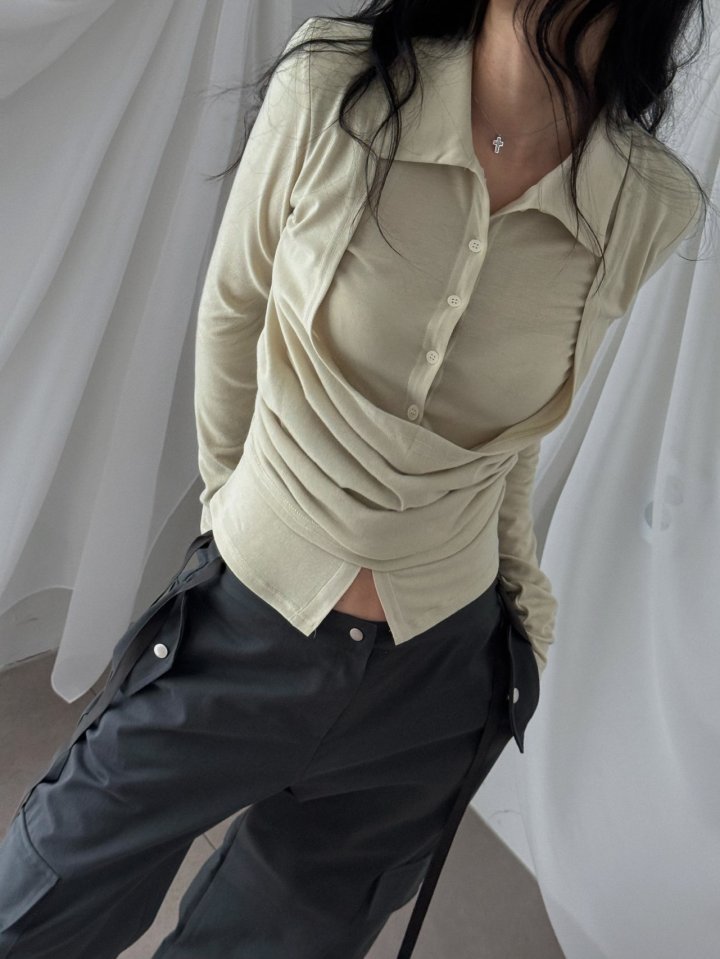 Rare Closet - Korean Women Fashion - #momslook - Double Collar Flare Tee - 3