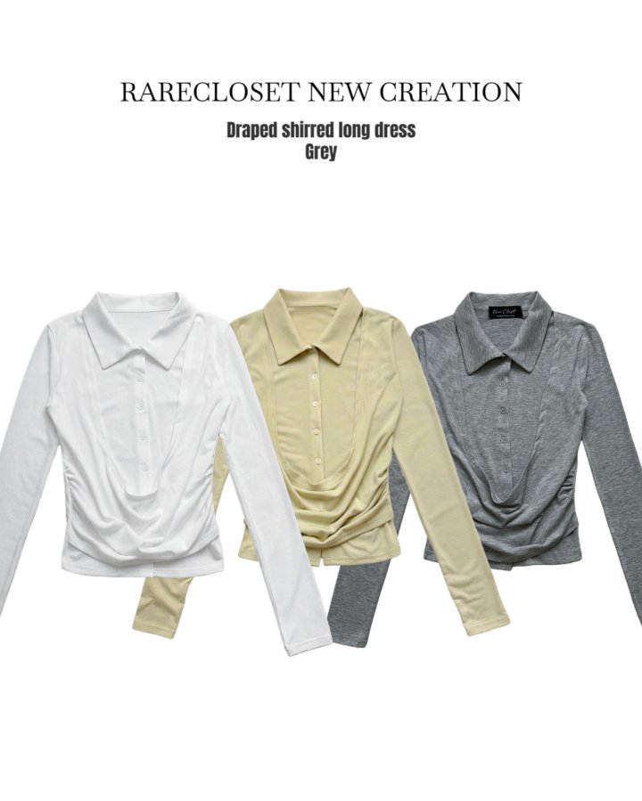 Rare Closet - Korean Women Fashion - #momslook - Double Collar Flare Tee - 5