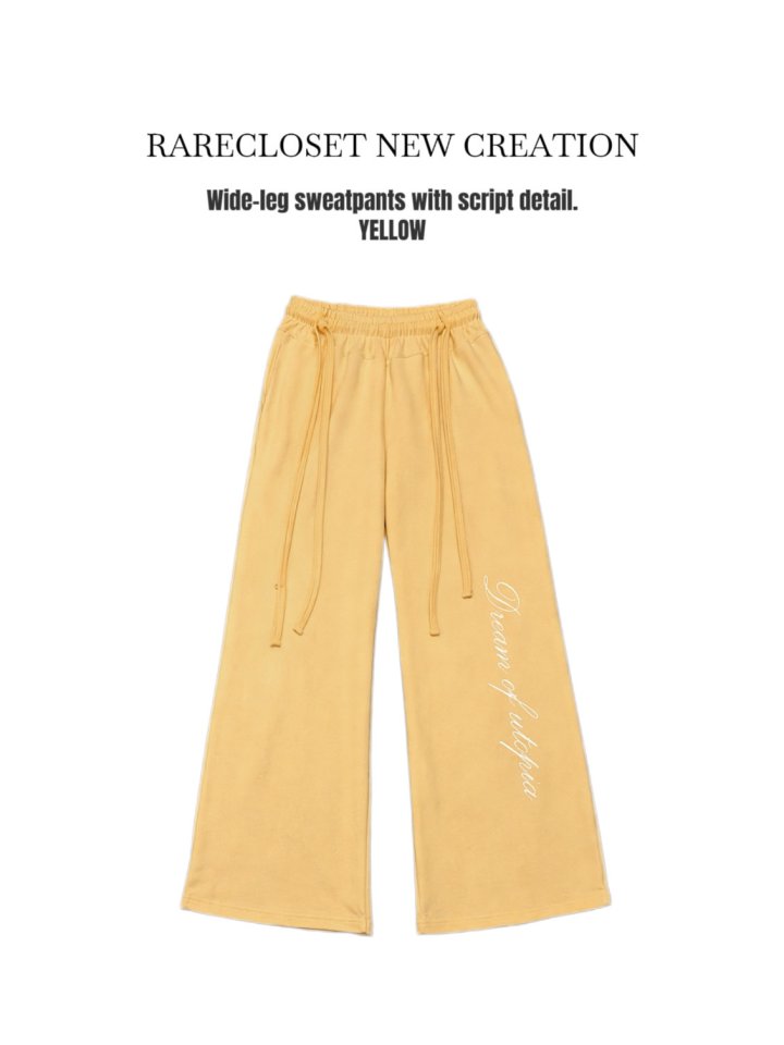 Rare Closet - Korean Women Fashion - #momslook - Lettering Embroidery Wide Pants - 8