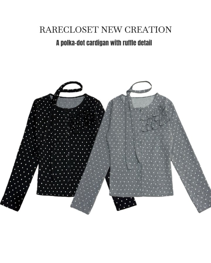 Rare Closet - Korean Women Fashion - #momslook - Dot Ruffle Cardigan - 6