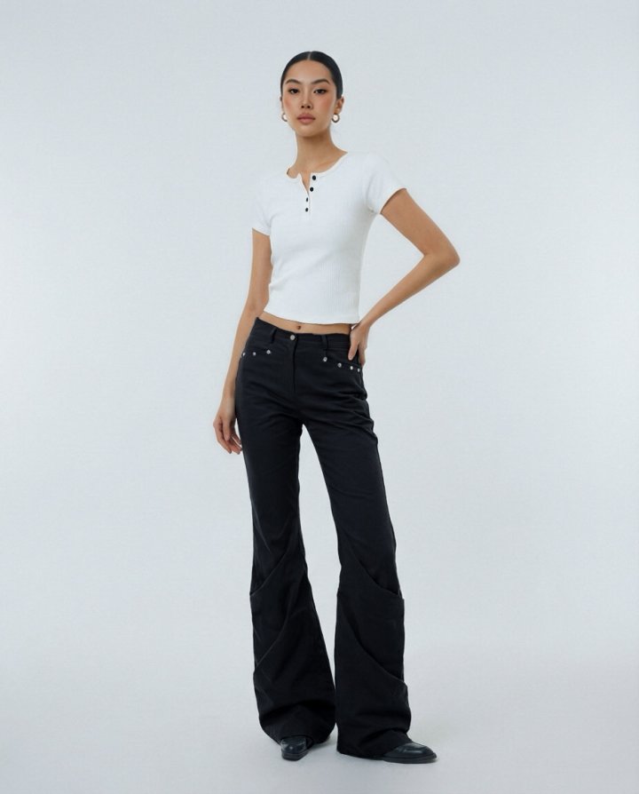 Rare Closet - Korean Women Fashion - #momslook - Two Pintuck Bootcut Pants - 3