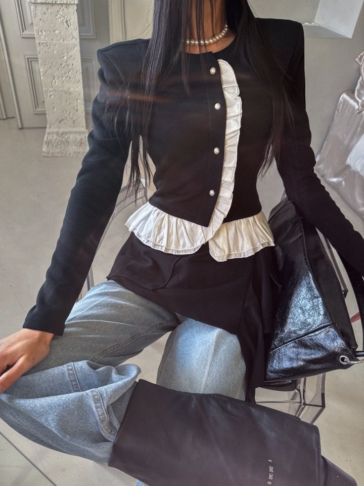 Rare Closet - Korean Women Fashion - #womensfashion - Freesia Two-Tone Cardigan - 4