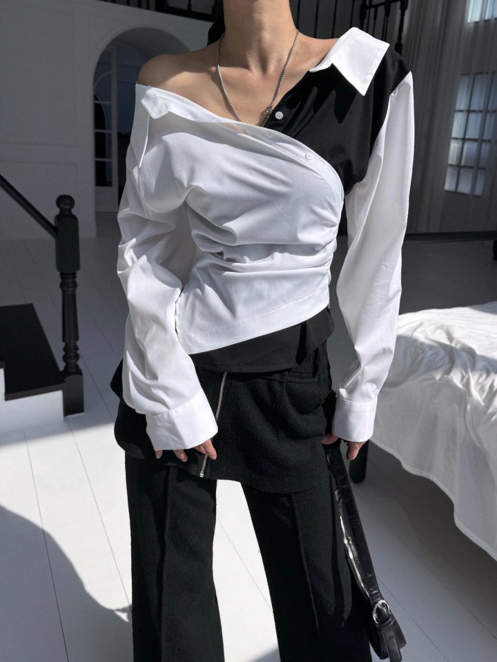 Rare Closet - Korean Women Fashion - #momslook - Celine Two-Tone Shirt