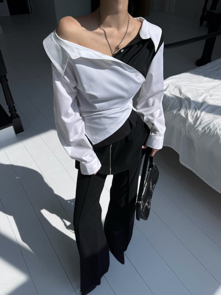Rare Closet - Korean Women Fashion - #momslook - Celine Two-Tone Shirt - 3