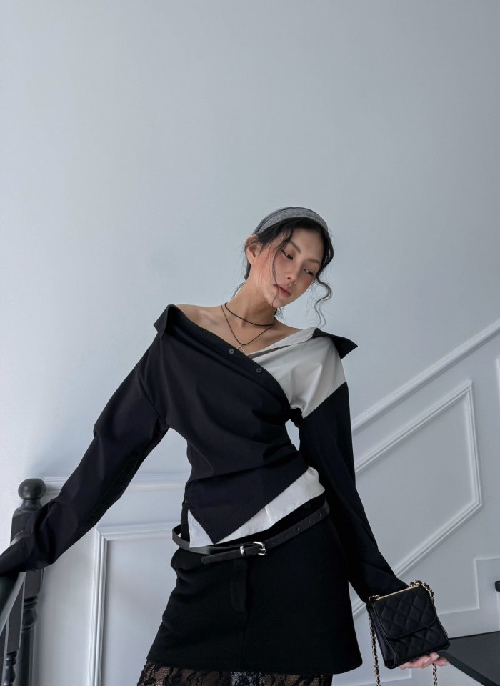 Rare Closet - Korean Women Fashion - #momslook - Celine Two-Tone Shirt - 8