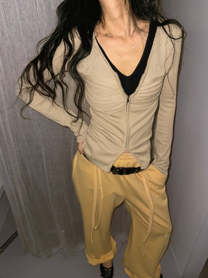 Rare Closet - Korean Women Fashion - #womensfashion - Bust Shirring Zip-Up - 12
