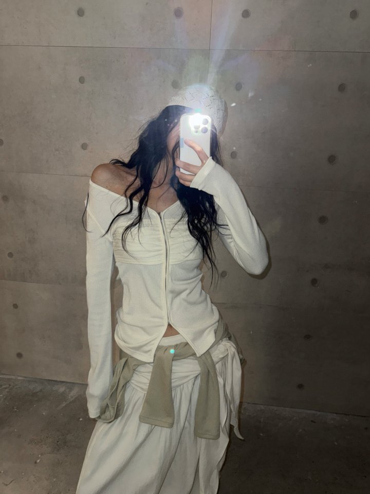Rare Closet - Korean Women Fashion - #womensfashion - Bust Shirring Zip-Up - 6