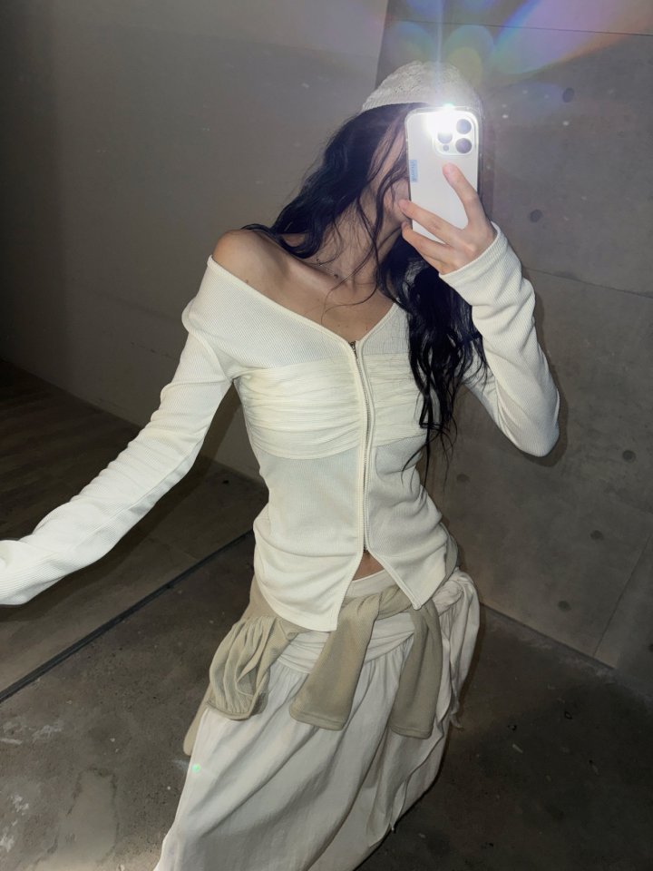 Rare Closet - Korean Women Fashion - #womensfashion - Bust Shirring Zip-Up - 8