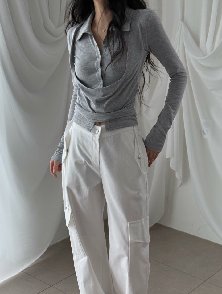 Rare Closet - Korean Women Fashion - #womensfashion - Double Collar Flare Tee - 10