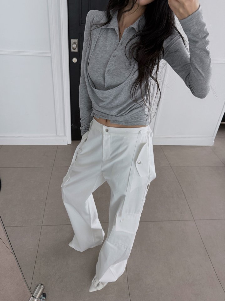 Rare Closet - Korean Women Fashion - #womensfashion - Double Collar Flare Tee - 12