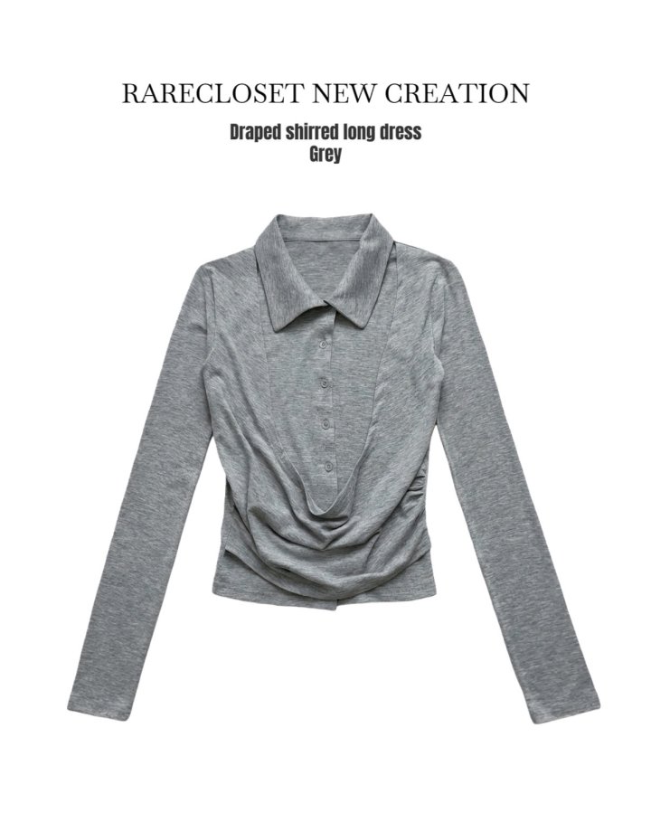 Rare Closet - Korean Women Fashion - #womensfashion - Double Collar Flare Tee - 8