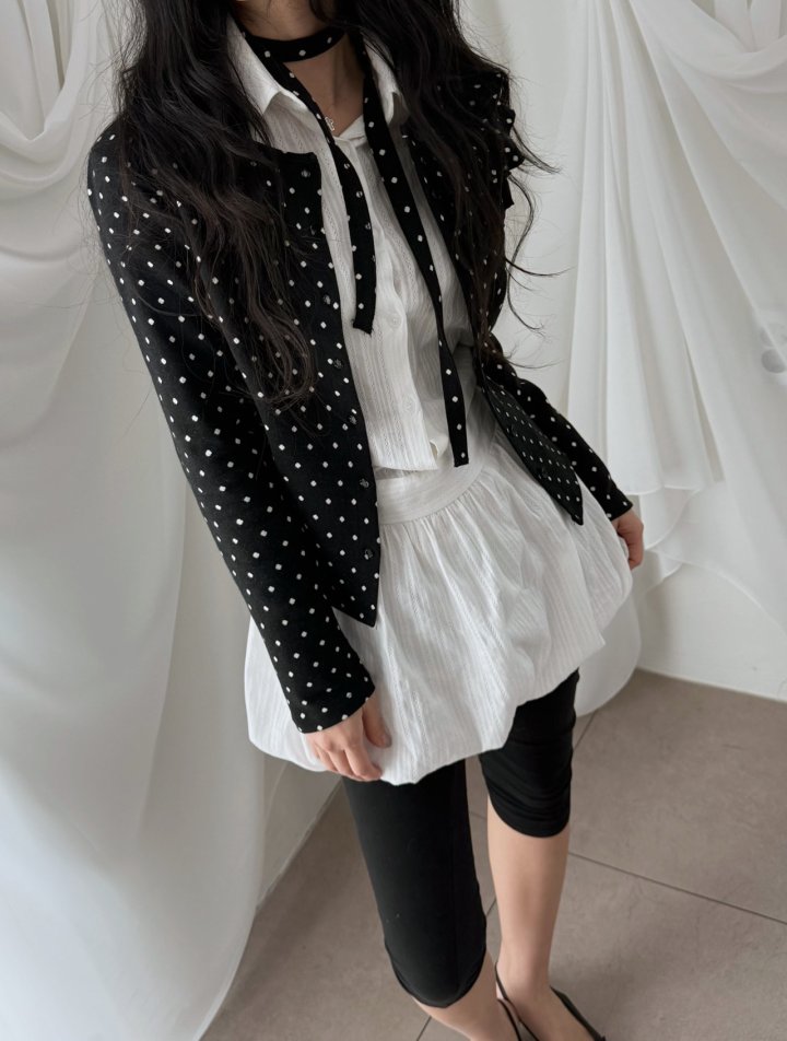 Rare Closet - Korean Women Fashion - #womensfashion - Dot Ruffle Cardigan