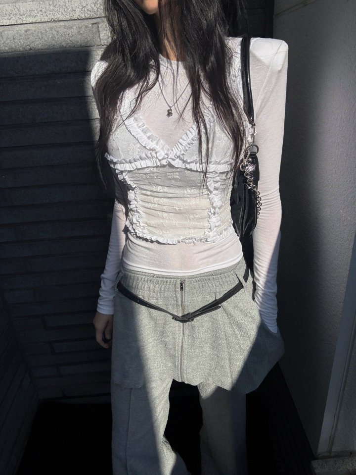 Rare Closet - Korean Women Fashion - #womensfashion - Opening Bustier Tee - 2