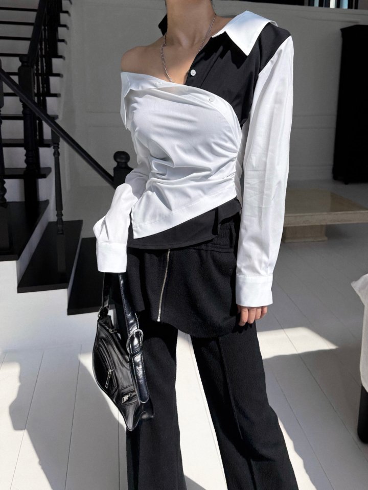 Rare Closet - Korean Women Fashion - #womensfashion - Celine Two-Tone Shirt - 2