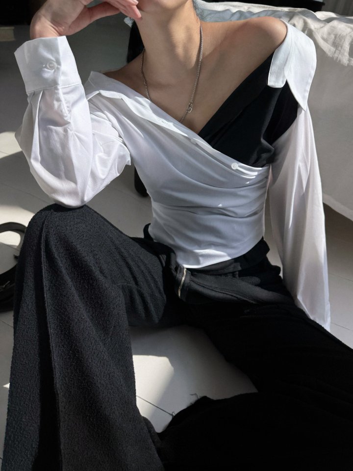 Rare Closet - Korean Women Fashion - #womensfashion - Celine Two-Tone Shirt - 6