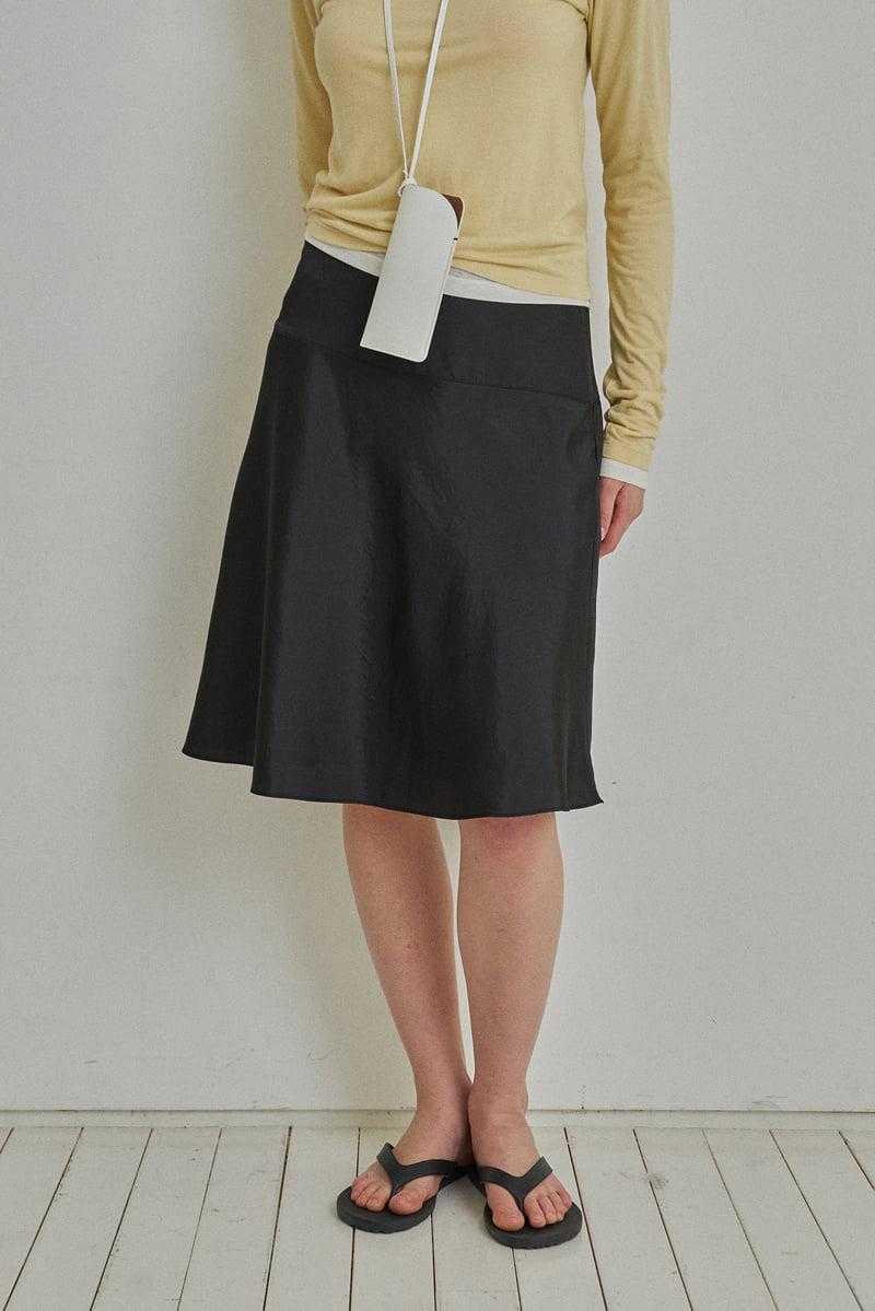 Reirai - Korean Women Fashion - #momslook - Diagonal Satin Skirt - 7