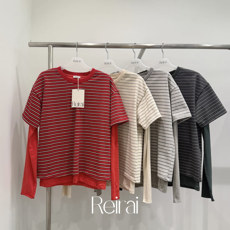 Reirai - Korean Women Fashion - #momslook - Coal Stripe Layered Tee - 12