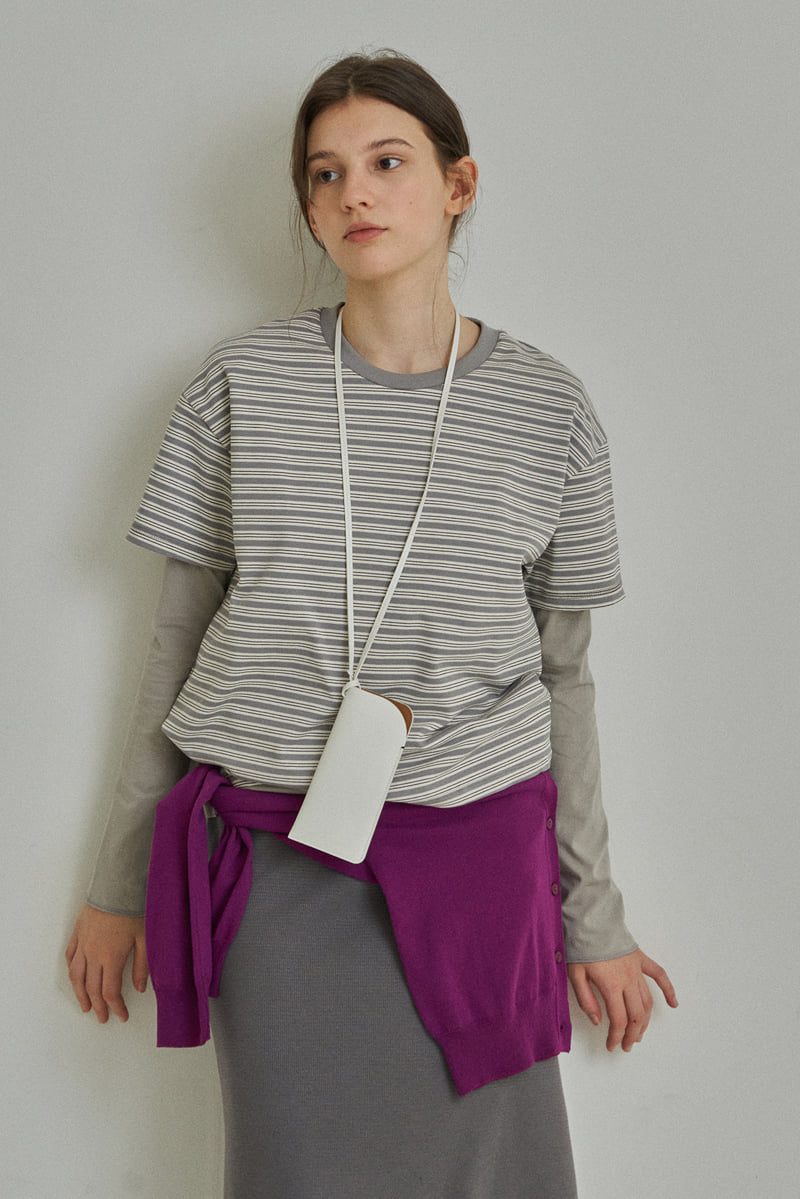 Reirai - Korean Women Fashion - #momslook - Coal Stripe Layered Tee - 2