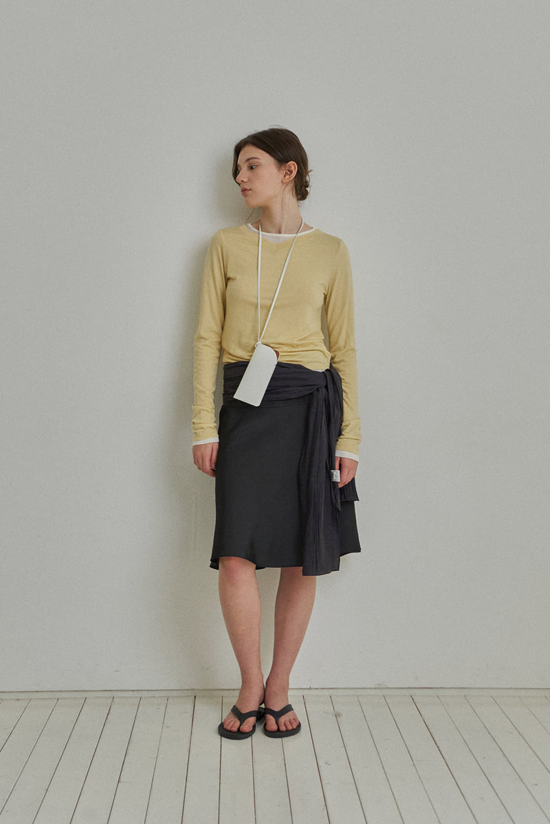 Reirai - Korean Women Fashion - #womensfashion - Diagonal Satin Skirt - 6