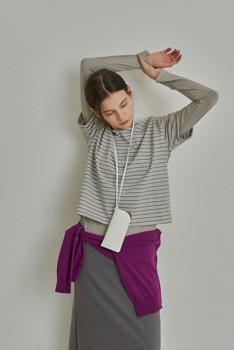 Reirai - Korean Women Fashion - #womensfashion - Coal Stripe Layered Tee - 3