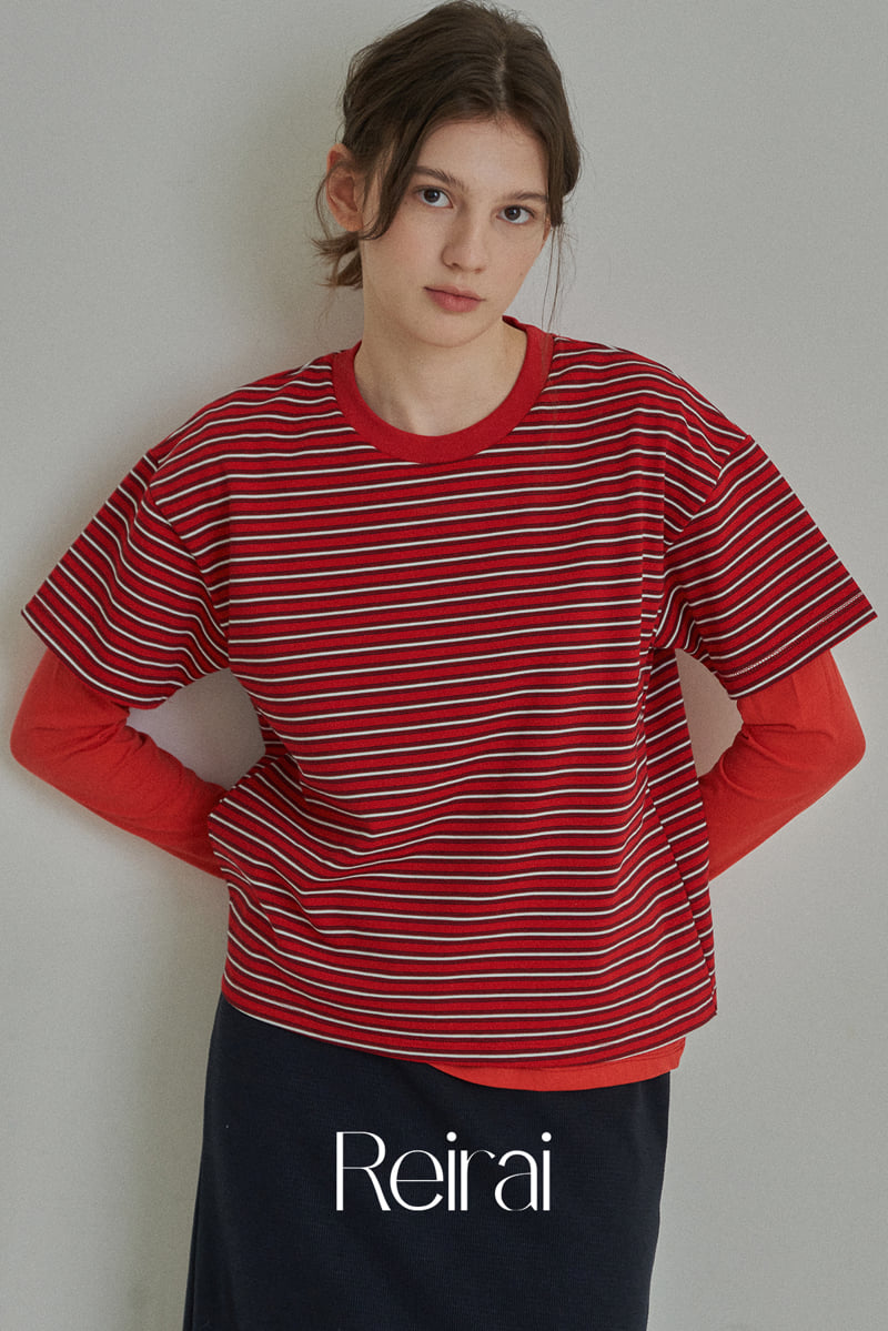 Reirai - Korean Women Fashion - #womensfashion - Coal Stripe Layered Tee - 7