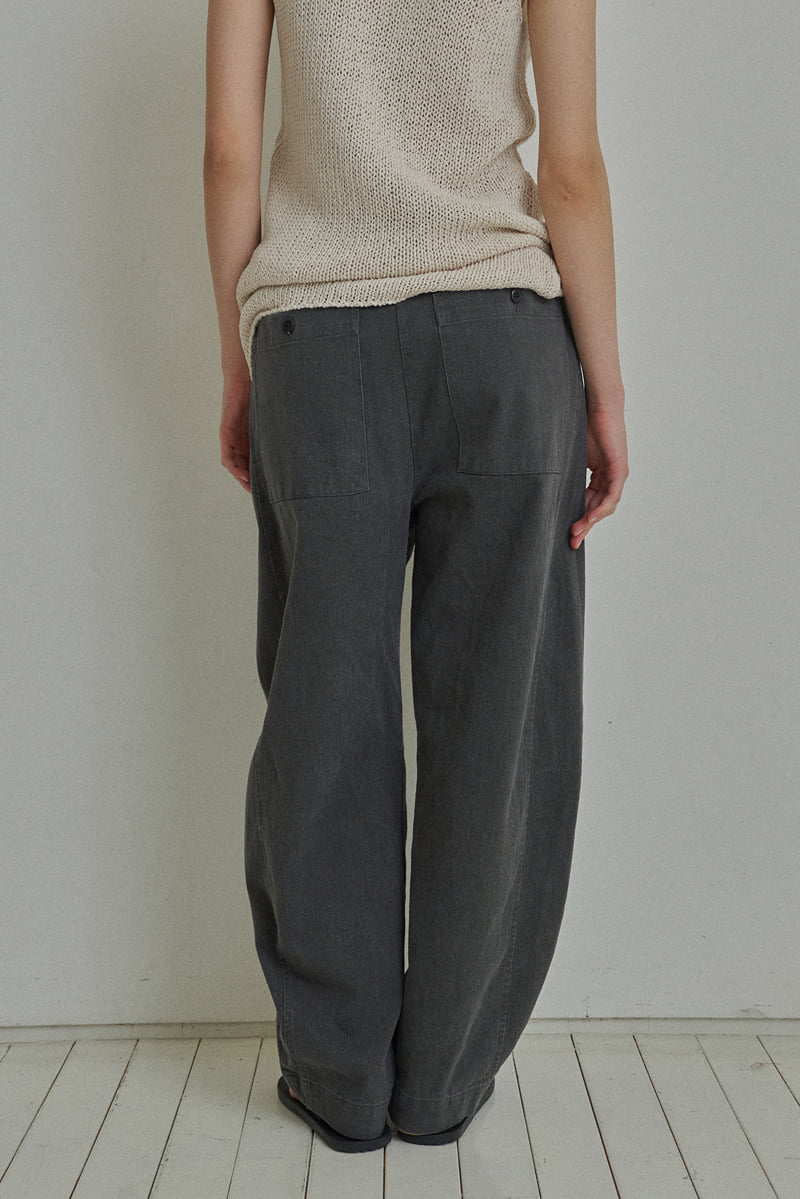 Reirai - Korean Women Fashion - #womensfashion - Cationic Curved Cotton Pants - 11